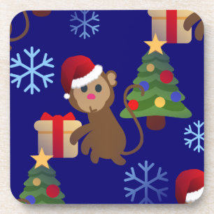 Posavasos emoji de monos navidades santa