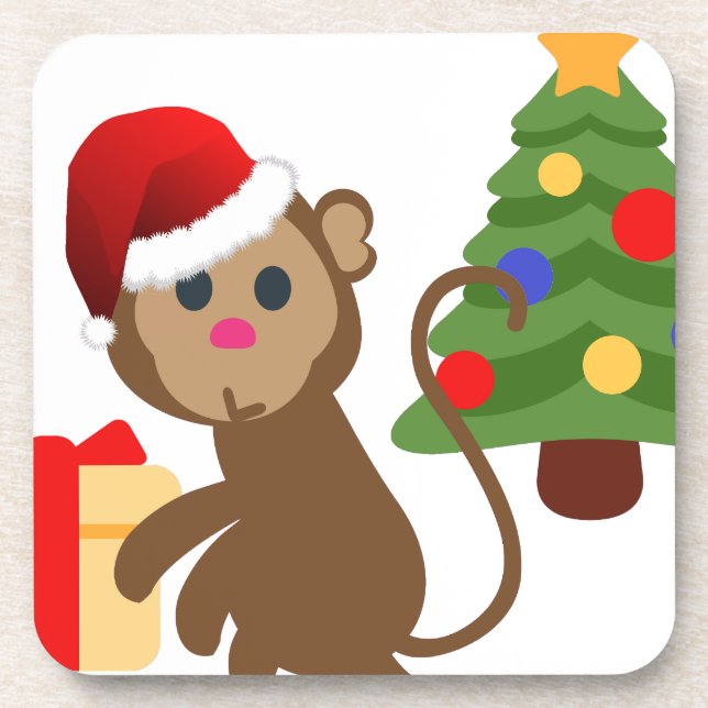 Posavasos emoji de monos santa claus (Frente)