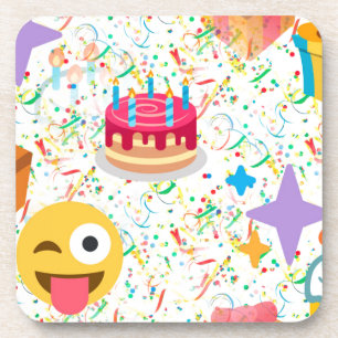 Posavasos emoji feliz de cumpleaños