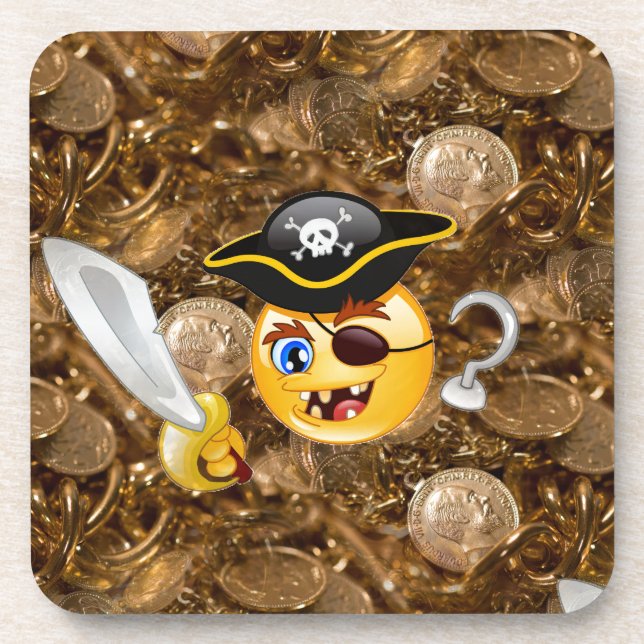 Posavasos emoji pirata del tesoro (Frente)