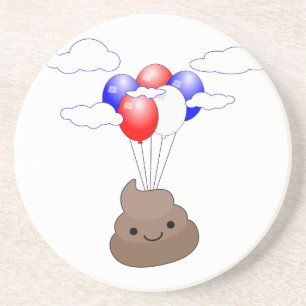 Posavasos Emoji Poo Volando Con Globos