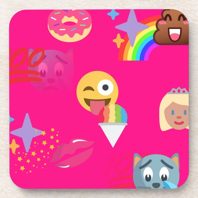 Posavasos emoji rosa caliente (Frente)