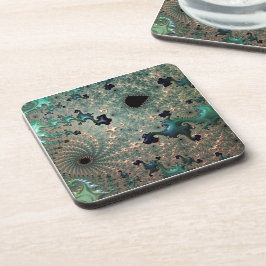 Posavasos Empresarios plásticos de mandelbrot de esmeralda y