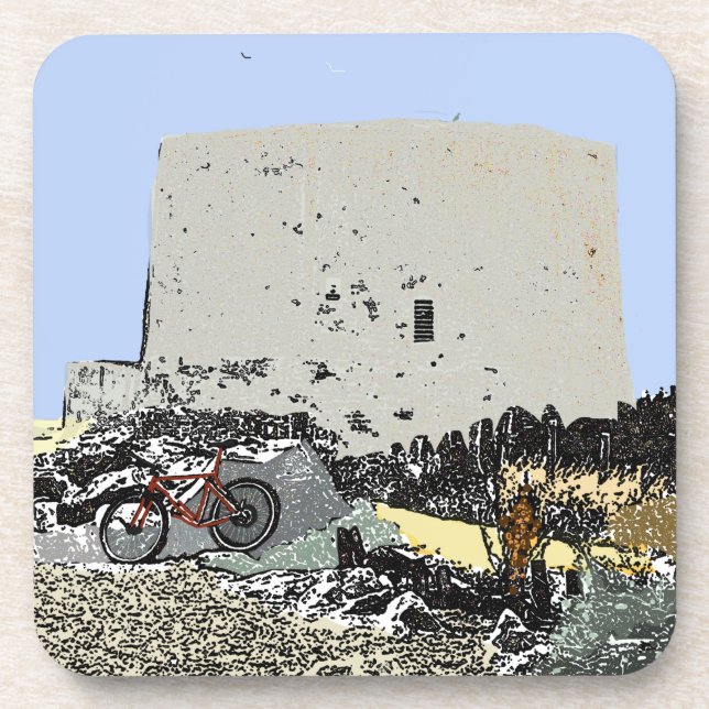 Posavasos Empujar la bicicleta y la torre de Martello Hythe  (Frente)