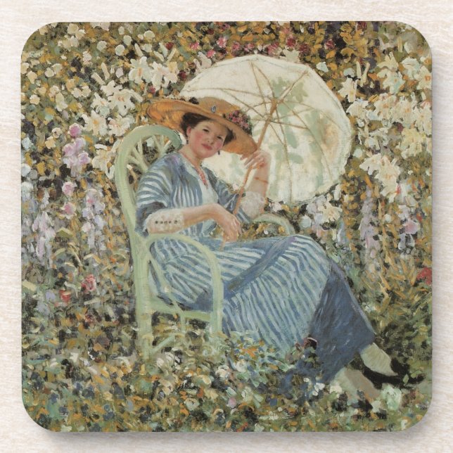 Posavasos En el jardín, Giverny de Frederick Frieseke (Frente)