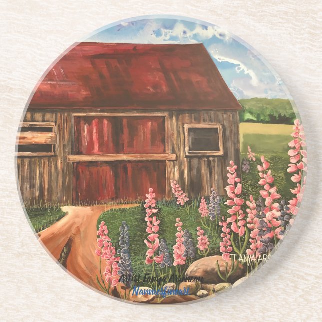 Posavasos En la campiña rústica de campo flores montaña (Frente)