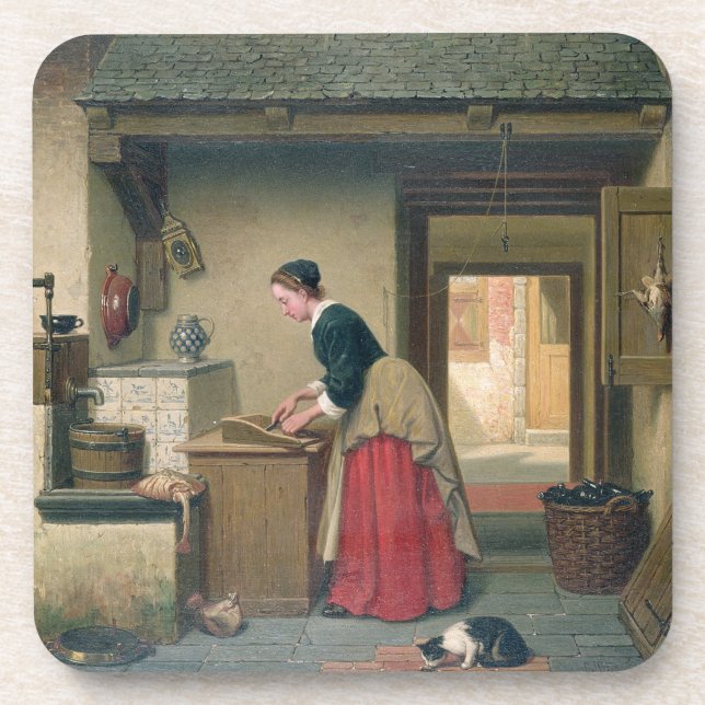 Posavasos En la despensa, 1868 (aceite en el panel) (Frente)