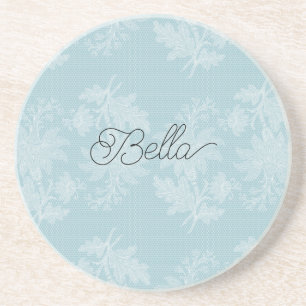 Posavasos Encaje Falso Floral Blanco Azul Claro Bonito