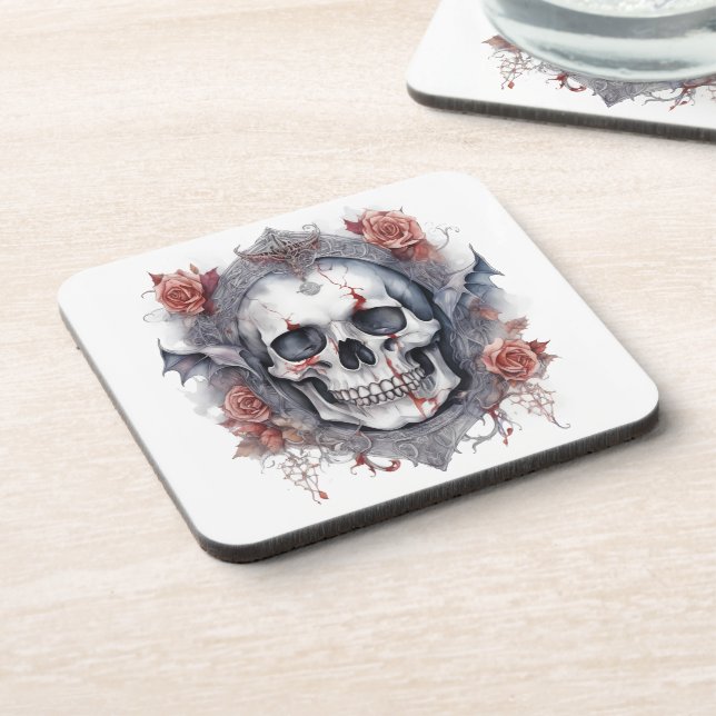 Posavasos Encantador arte del cráneo de vampiros de Hallowee (Lado Izquierdo)