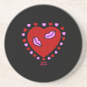 Posavasos Encantador corazón besa escoria de piedra arenisca