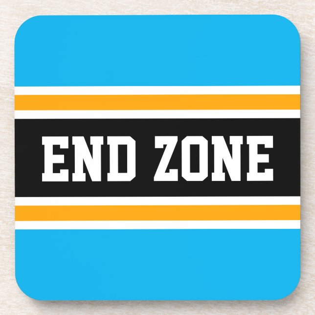 Posavasos END ZONE Fun Bright Sky Blue Yellow Black Stripes (Frente)