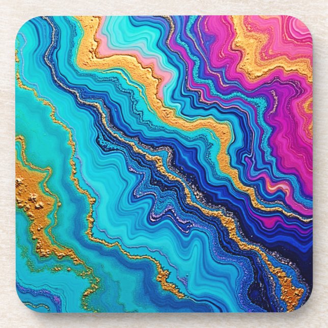 Posavasos Energía Mística Teal y Oro (Frente)