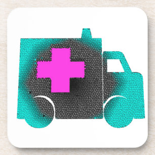 Posavasos enfermera ambulancia azul cruz médico emt doctor m