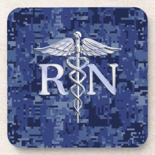 Posavasos Enfermera inscrita RN Caduceus en Blue Camo