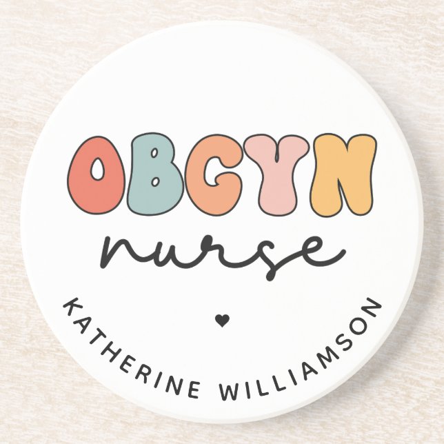 Posavasos Enfermera Retro Personalizada de OBGYN (Frente)