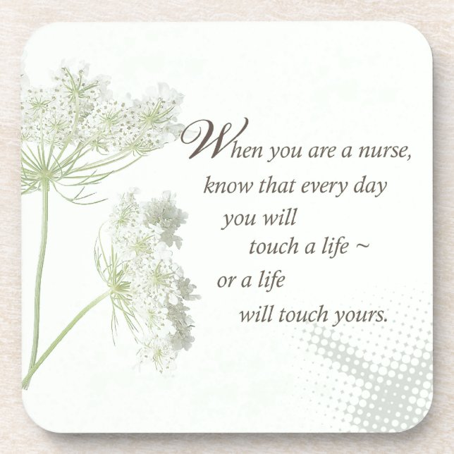 Posavasos Enfermera toca una vida con flores silvestres (Frente)