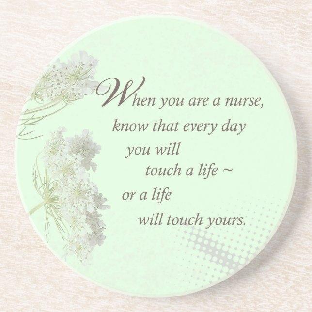 Posavasos Enfermera toca una vida con flores silvestres (Frente)