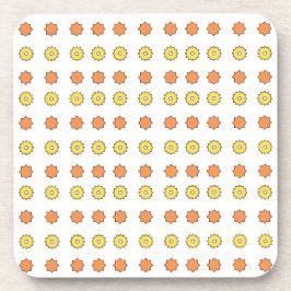 Posavasos Engranajes amarillos y estrellas naranjas sobre bl