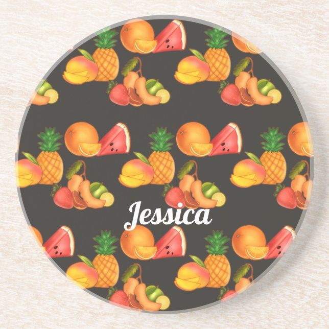 Posavasos Ensalada de frutas de verano colorida (Frente)