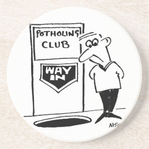 Posavasos Entrada al Club de Potholing. Chiste de potholing
