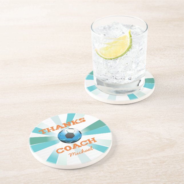 Posavasos Entrenador de fútbol gracias, Naranja en estelares (Lado)