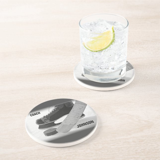 Posavasos Entrenador de hockey sobre hielo gracias (Lado)