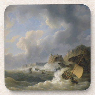 Posavasos Envío de una costa costa en un mar agitado (aceit