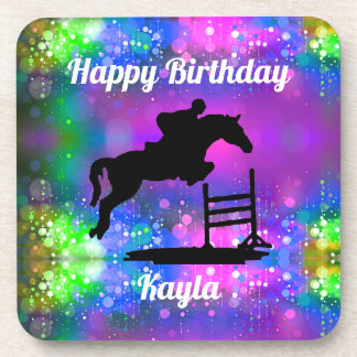 Posavasos Equestrian Happy Birthday Horse Show Glitter