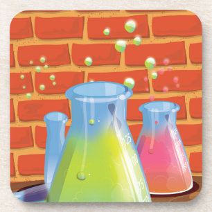Posavasos Equipo de ciencia de vidrio personalizado en un ba