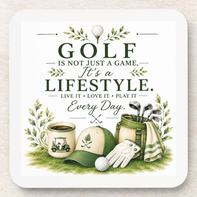 Posavasos Equipo de golf con texto en verde (Frente)