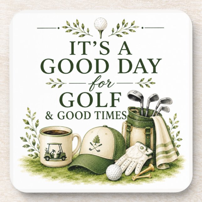 Posavasos Equipo de golf con texto en verde (Frente)