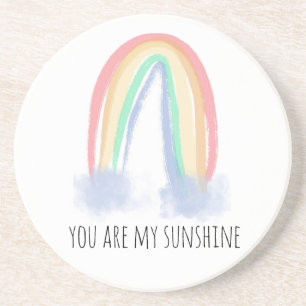 Posavasos Eres mi sol acuarela pintada arcoíris