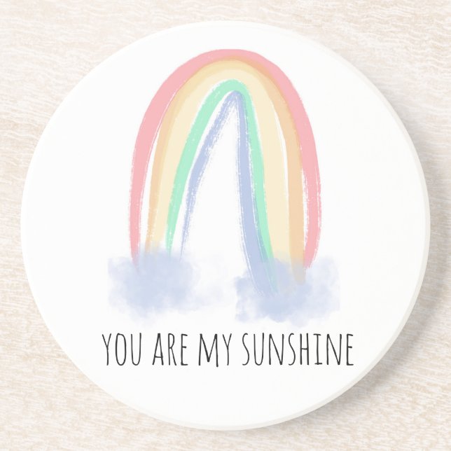 Posavasos Eres mi sol acuarela pintada arcoíris   (Frente)