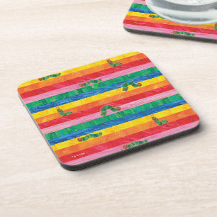 Posavasos Eric Carle Patrón de rayas arcoiris de la oruga