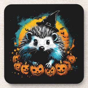 Posavasos Erizo de Halloween y calabazas lindos