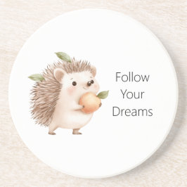 Posavasos Erizo de melocotón hojas verdes sueños