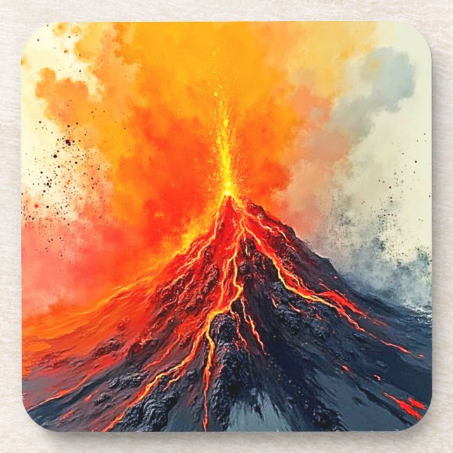 Posavasos Erupción Volcánica: Poder en Bruto (Frente)