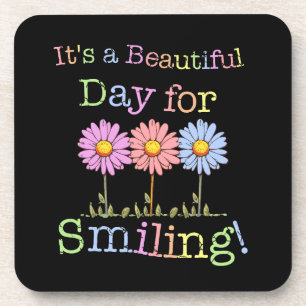 Posavasos Es un bello día para el gráfico sonriente - cuadra