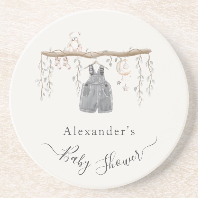 Posavasos Es un niño vestido Eucalyptus Baby Shower (Frente)