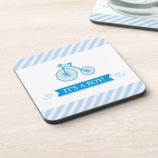 Posavasos Es una cisterna de Baby Shower azul de niño (conju (Lado Izquierdo)