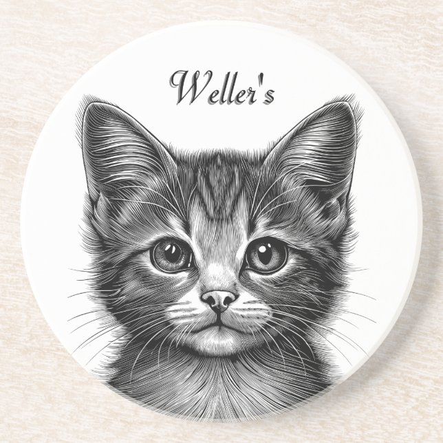 Posavasos Esbozo adorable de gato joven (Frente)