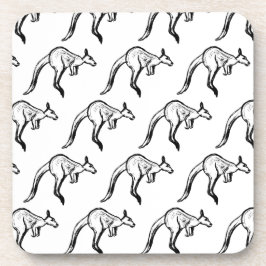 Posavasos Esbozo de canguro en blanco y negro