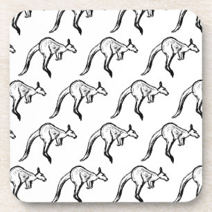 Posavasos Esbozo de canguro en blanco y negro