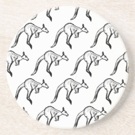 Posavasos Esbozo de canguro en blanco y negro