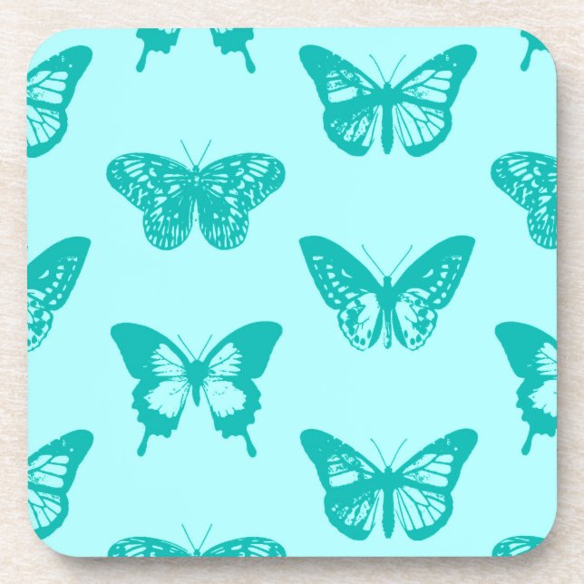 Posavasos Esbozo de mariposa, aqua y turquesa (Frente)