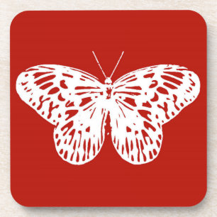 Posavasos Esbozo de mariposa, rojo profundo y blanco