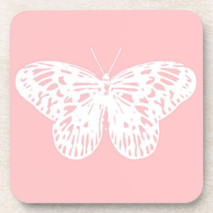 Posavasos Esbozo de mariposa, rosa concha y blanco
