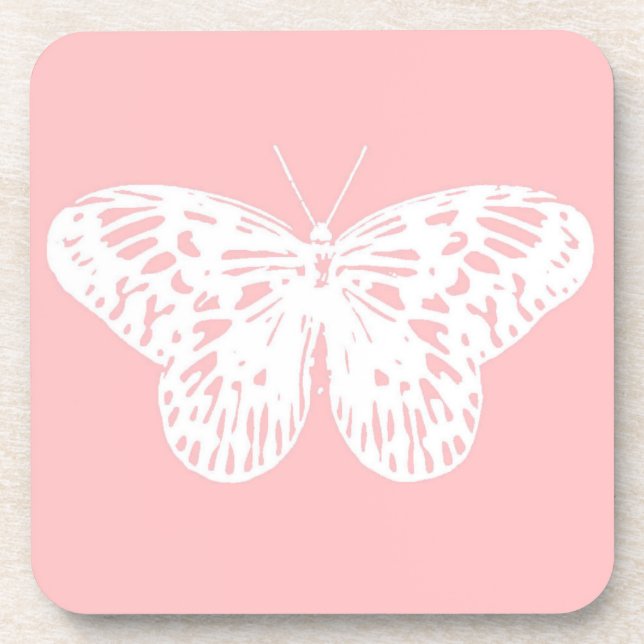 Posavasos Esbozo de mariposa, rosa concha y blanco (Frente)