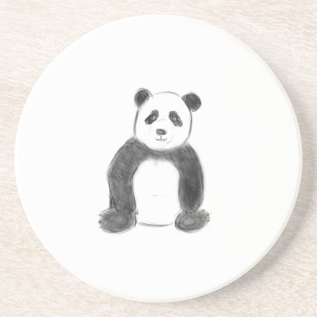 Posavasos Esbozo de panda blanco y negro (Frente)