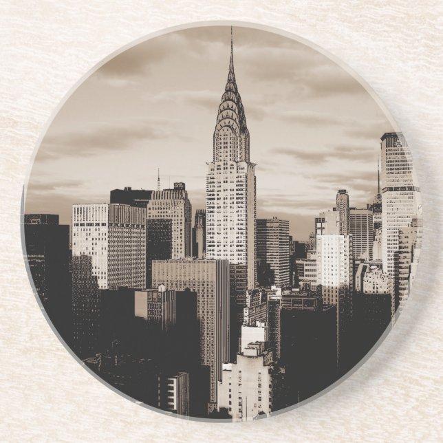 Posavasos Esbozo de tinta de Sepia New York (Frente)